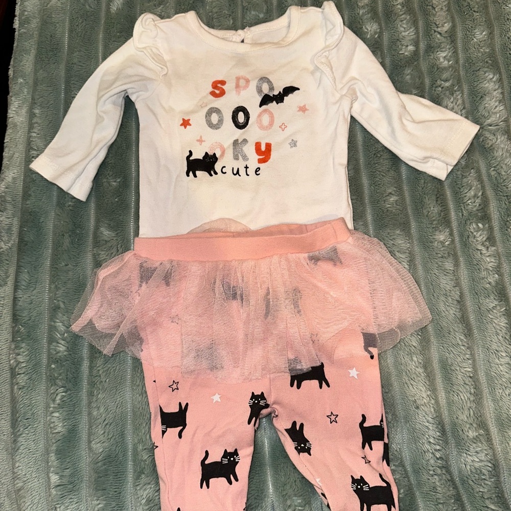 Spooky Cute Baby Outfit with Tulle Skirt